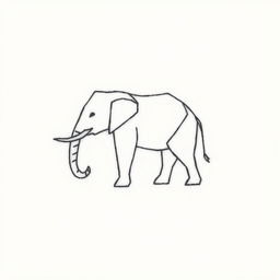 A simple and minimalistic elephant design created with geometric lines, emphasizing clean and elegant shapes