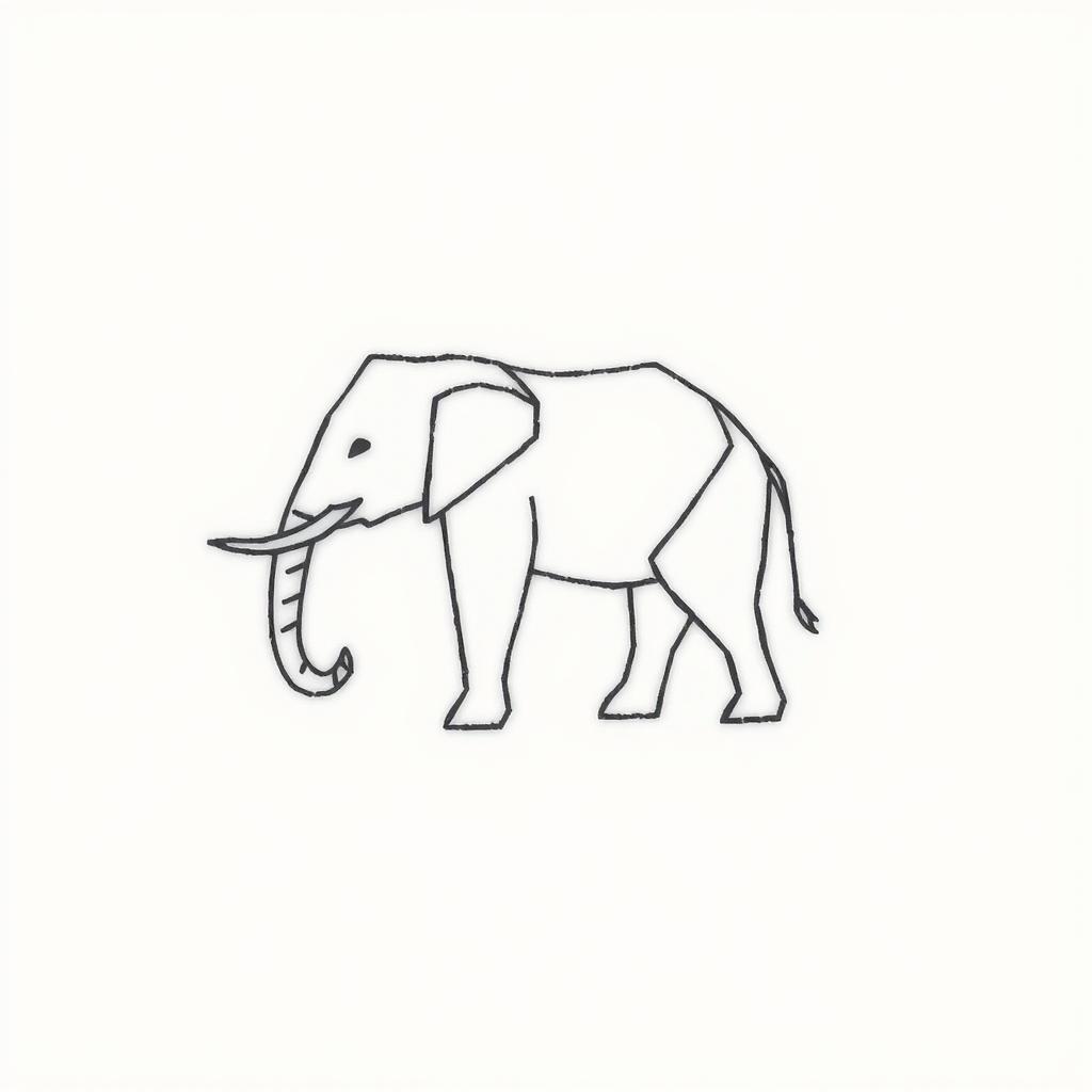 A simple and minimalistic elephant design created with geometric lines, emphasizing clean and elegant shapes