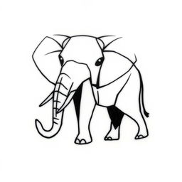 A simple and minimalistic elephant design created with geometric lines, emphasizing clean and elegant shapes