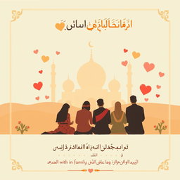 A visually appealing poster depicting the relationship between prayer (namaz) and strengthening family bonds