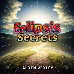 A captivating book cover design titled 'Elipsis Secrets' by Alden Vexley, featuring a realistic image of a serene landscape with a winding path leading toward a bright horizon, symbolizing transformation