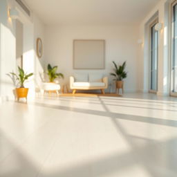A detailed and aesthetically pleasing background featuring a light-colored floor, with a bright, airy atmosphere