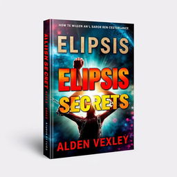 A realistic and vibrant book cover design for 'Elipsis Secrets' by Alden Vexley, featuring a dynamic scene of a person breaking free from chains