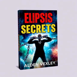 A realistic and vibrant book cover design for 'Elipsis Secrets' by Alden Vexley, featuring a dynamic scene of a person breaking free from chains