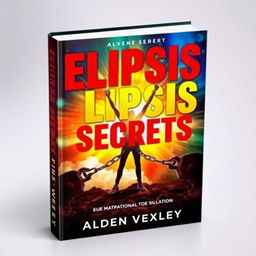 A realistic and vibrant cover design for a book titled 'Elipsis Secrets' by Alden Vexley, featuring a dynamic scene of a person breaking free from chains, symbolizing transformation and change