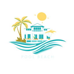 An elegant and attractive logo for a house, pool, and beach rental agency located in the Caribbean