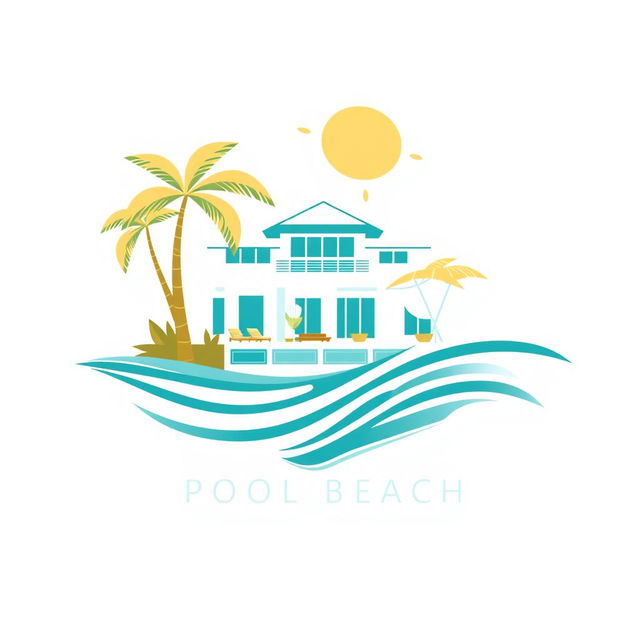 An elegant and attractive logo for a house, pool, and beach rental agency located in the Caribbean