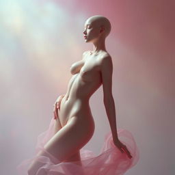 A surreal and artistic representation of an abstract figure with a focus on the curves and forms, emphasizing aesthetics rather than explicit content