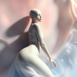 A surreal and artistic representation of an abstract figure with a focus on the curves and forms, emphasizing aesthetics rather than explicit content