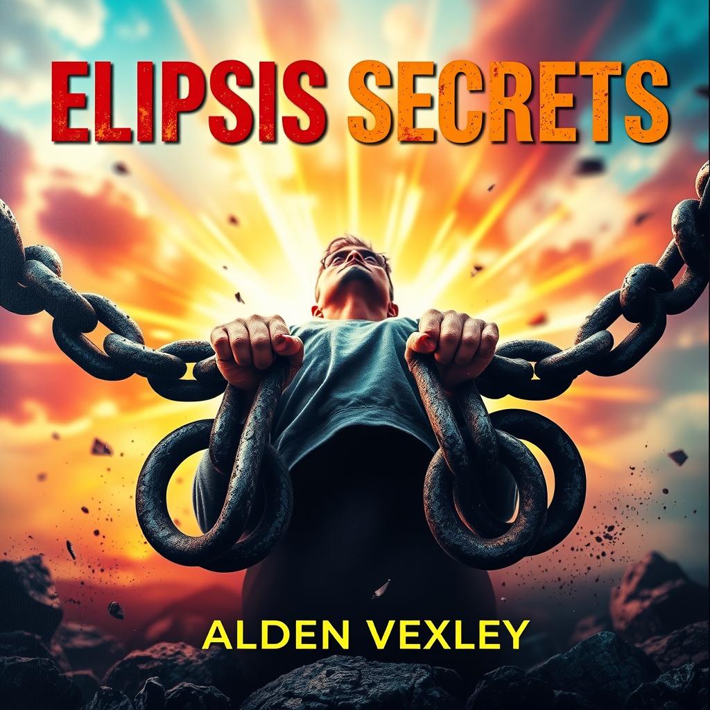 A realistic and vibrant scene that captures a powerful moment of transformation and change, featuring a person breaking free from heavy, rusted chains, symbolizing empowerment