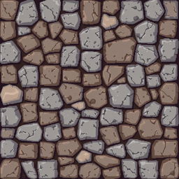 A pixel art background showcasing a stone floor, characterized by a variety of textured stones in shades of gray and brown