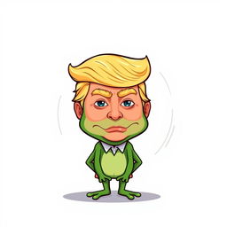 A cartoon illustration featuring a unique character that is a blend of Donald Trump and the Pepe meme