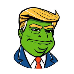 A cartoonish illustration of Donald Trump as Pepe the Frog, capturing the essence of both characters