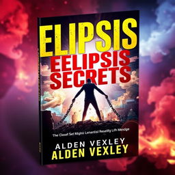 A realistic and vibrant book cover for 'Elipsis Secrets' by Alden Vexley, featuring a powerful scene of a person breaking free from chains at the center, symbolizing transformation and change