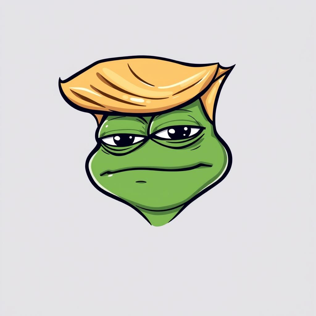 A cartoon meme featuring Pepe the Frog with a distinctive Donald Trump hairstyle
