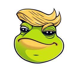 A cartoon meme featuring Pepe the Frog with a distinctive Donald Trump hairstyle