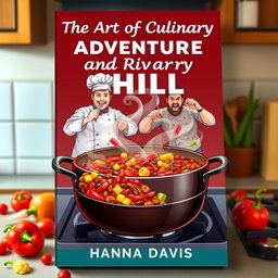 An engaging book cover design for the short story 'The Art of Culinary Adventure and Rivalry' by Hanna Davis, centered around the theme of cooking chili
