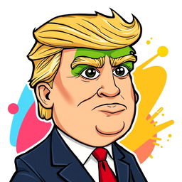 A cartoon-style illustration merging the features of Donald Trump with Pepe the Frog, capturing the playful essence of both characters