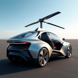 An electric car featuring two back-to-back seats designed like a helicopter, evoking the sleek and aerodynamic profile of a fighter jet