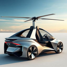 An electric car featuring two back-to-back seats designed like a helicopter, evoking the sleek and aerodynamic profile of a fighter jet