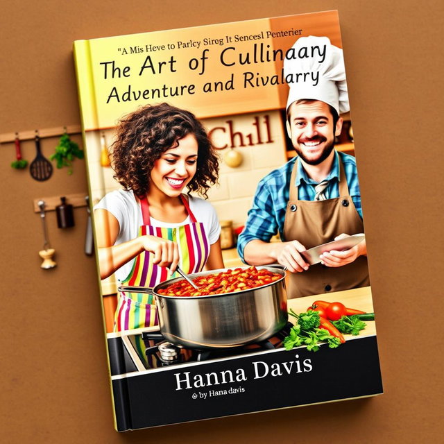 A vibrant book cover design showing a woman and a man joyfully cooking chili together
