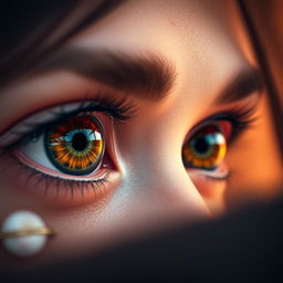 A close-up of a pair of mesmerizing, enchanting eyes that captivate viewers, showcasing striking details such as vibrant colors, intricate patterns within the iris, and reflections that tell a story