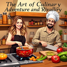 An engaging scene depicting a woman and a man cooking chili together in a cozy kitchen