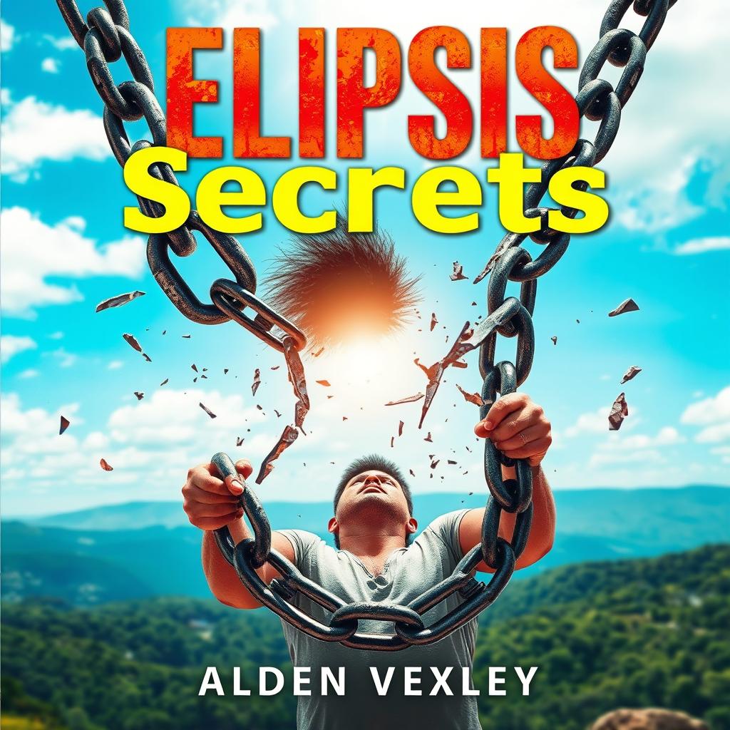 A realistic and vibrant scene depicting an individual breaking free from heavy metallic chains, symbolizing personal transformation and change