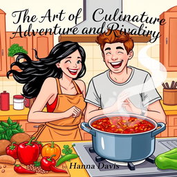 A vibrant kitchen scene featuring a woman and a man joyfully cooking chili together
