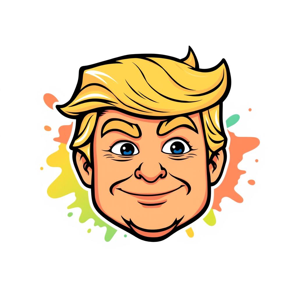 A playful cartoon design featuring a character that merges the iconic features of Donald Trump and the Pepe meme face