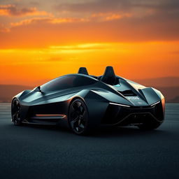 An electric car featuring two back-to-back seats, designed to resemble the sleek and aggressive profile of a fighter jet