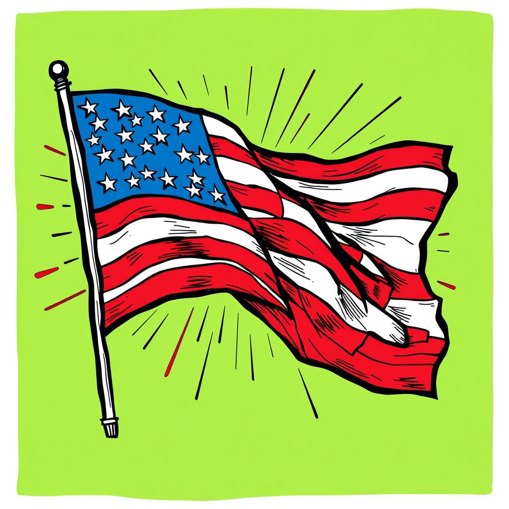 Bold American Flag Art: A Comic Style Twist