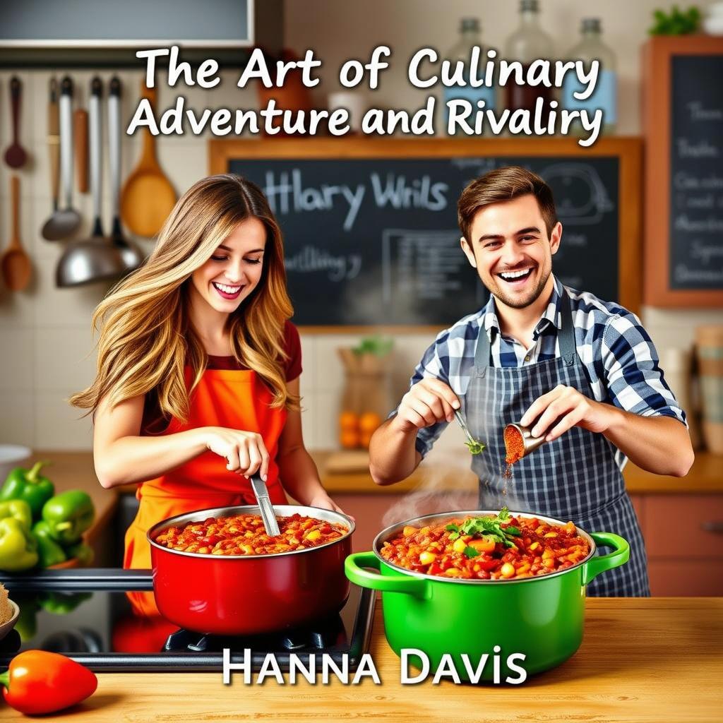 An image of a joyful woman and man cooking chili together in a vibrant kitchen