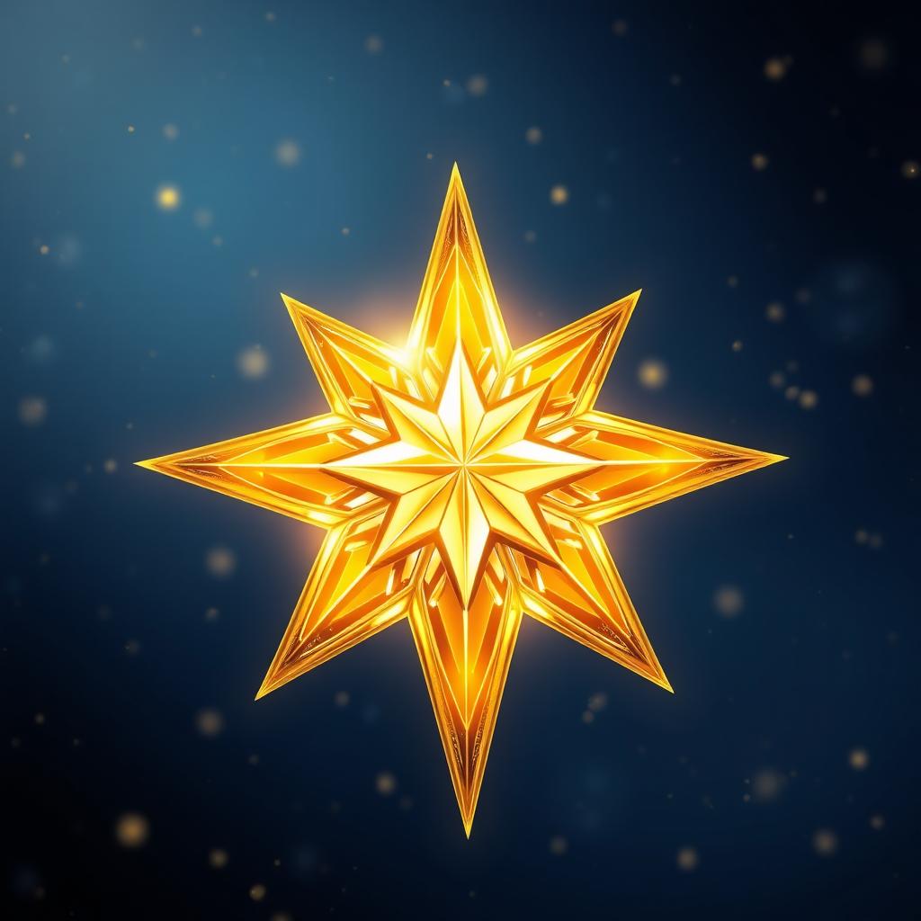 A beautifully rendered golden star with intricate details, glowing with a warm, radiant light