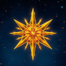 A beautifully rendered golden star with intricate details, glowing with a warm, radiant light