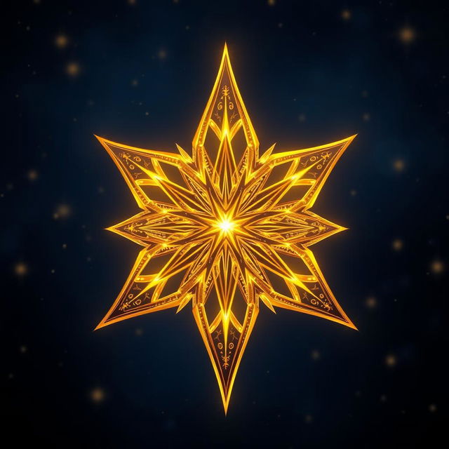 A beautifully rendered golden star with intricate details, glowing with a warm, radiant light