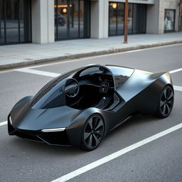 An electric car designed with a single seat, resembling the cockpit of a fighter jet