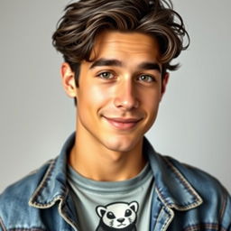 A portrait of Jake, a 25-year-old young man with a simple yet charming appearance