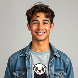 A portrait of Jake, a 25-year-old young man with a simple yet charming appearance