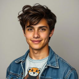 A portrait of Jake, a 25-year-old young man with a simple yet charming appearance