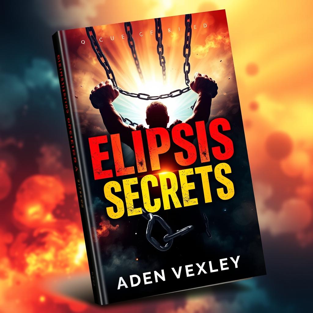 A realistic and vibrant book cover design featuring a central figure breaking free from chains, symbolizing transformation and empowerment