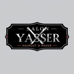 A modern and stylish logo for 'SALON YASSER Haircut & Shave'