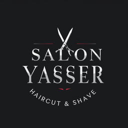 A modern and stylish logo for 'SALON YASSER Haircut & Shave'