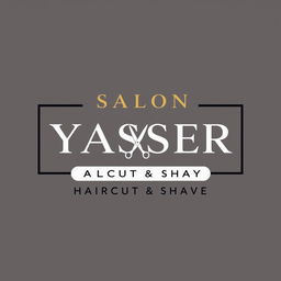 A stylish and modern logo design for 'SALON YASSER Haircut & Shave', featuring sleek lettering with a contemporary font