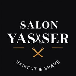 A stylish and modern logo design for 'SALON YASSER Haircut & Shave', featuring sleek lettering with a contemporary font