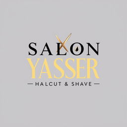 A modern, elegant logo design for 'SALON YASSER Haircut & Shave
