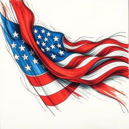 A stunning visual of an abstract drawing featuring the American flag as its background
