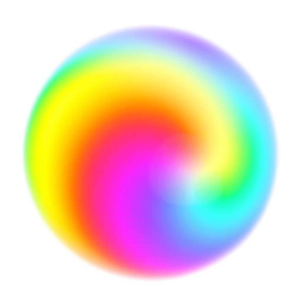 A vibrant, colorful rainbow gradient circle, radiating with a smooth transition of colors from red to violet