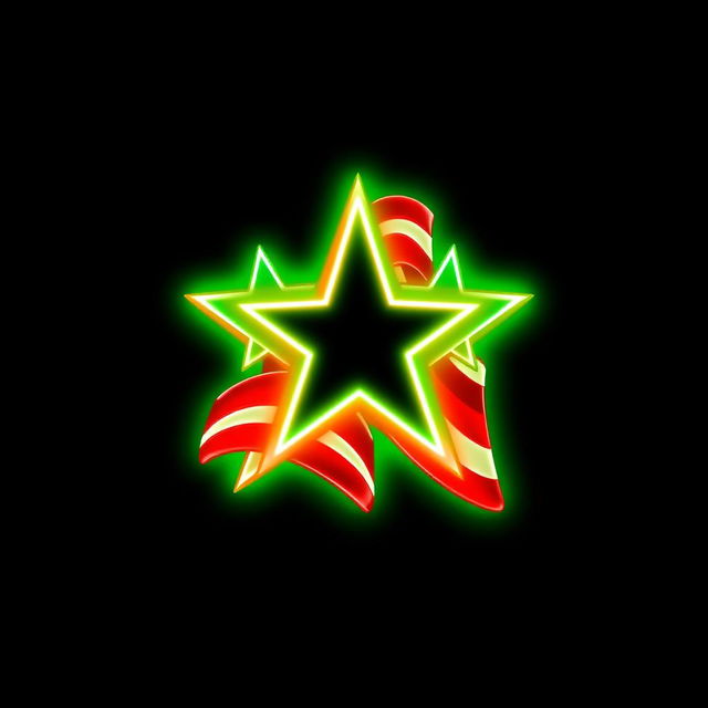 A logo design featuring a green neon glow, creatively incorporating elements of the American flag