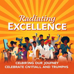 A vibrant and inspiring poster design celebrating the theme of 'Radiating Excellence'